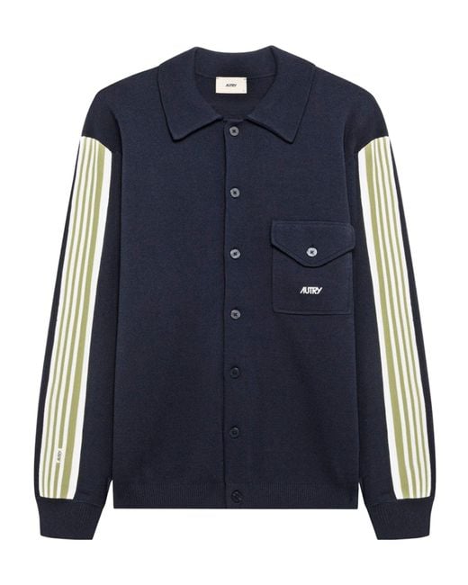Autry Blue Striped-Sleeve Knitted Jacket for men