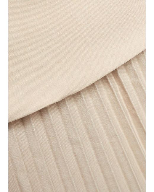 Self-Portrait Natural Layered Double-Breasted Woven Midi Dress