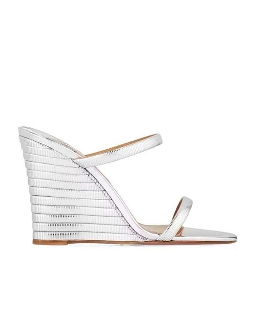Aquazzura White Riviera Chain Wedge Sandals