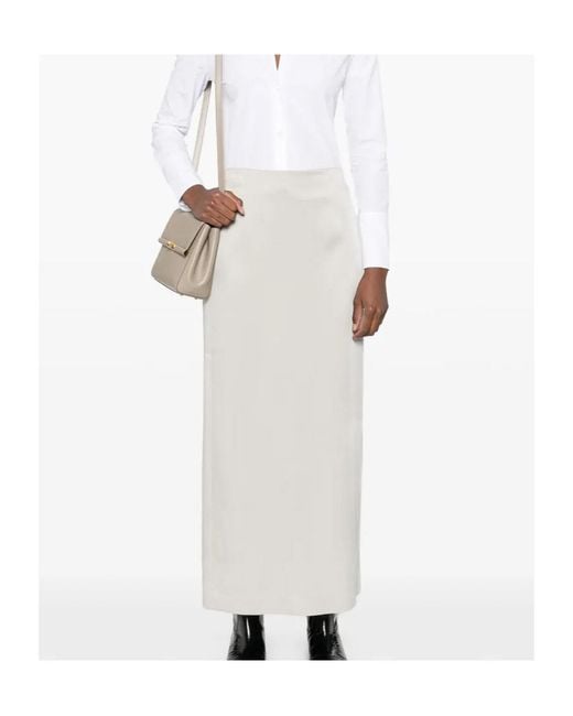 Brunello Cucinelli White Straight-Hem Midi Skirt