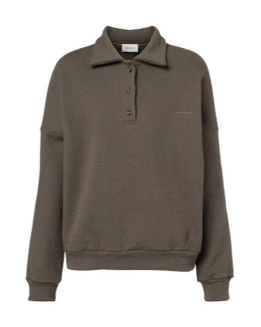 Magda Butrym Brown Cotton-Blend Fleece Polo Sweater