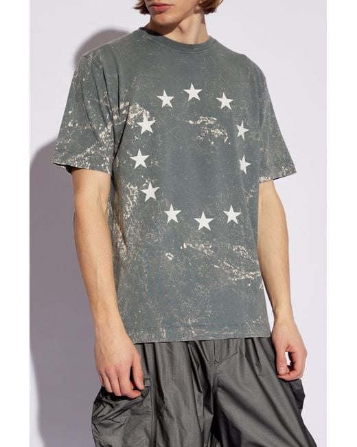 Etudes Studio Gray Star-Print Cotton T-Shirt for men