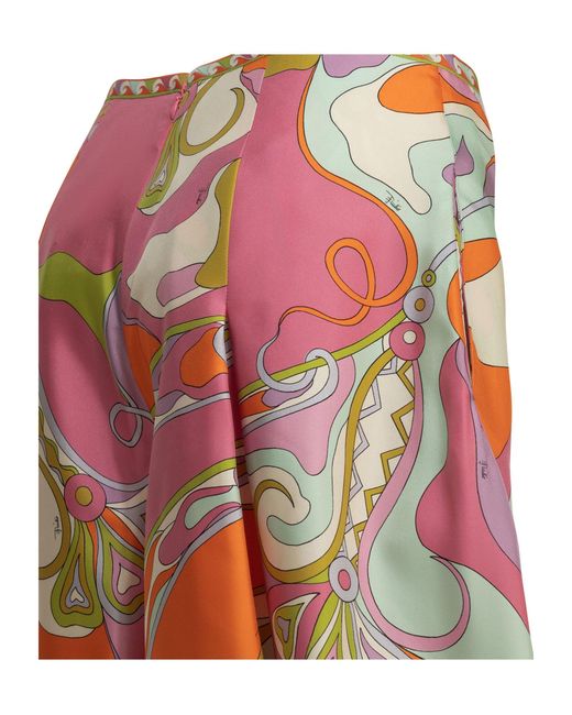 Emilio Pucci Red Pucci Orchidee Printed Sarong Pants