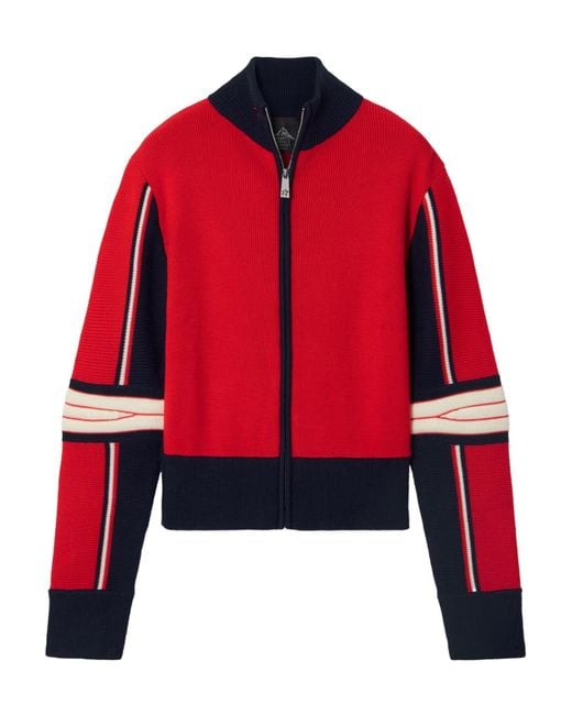 Perfect Moment Red Merino Wool Cardigan