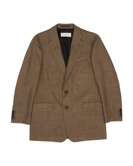 Dries Van Noten Brown Single-Breasted V-Neck Blazer for men