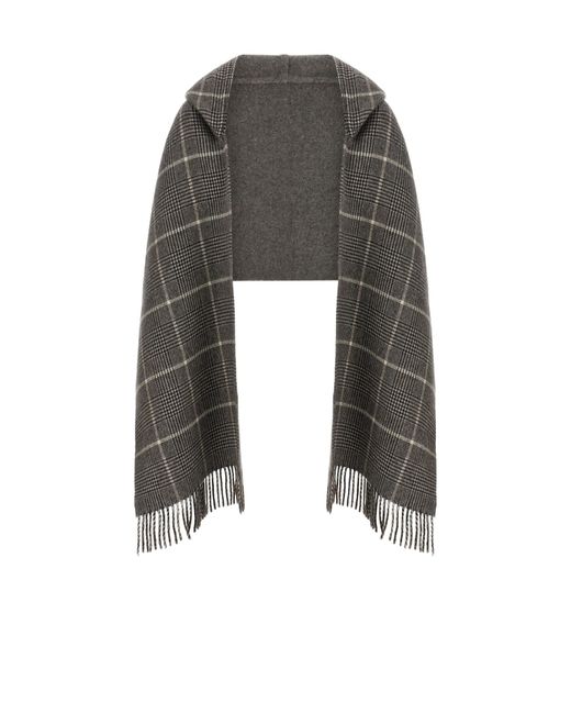Brunello Cucinelli Gray Checked Cashmere Scarf