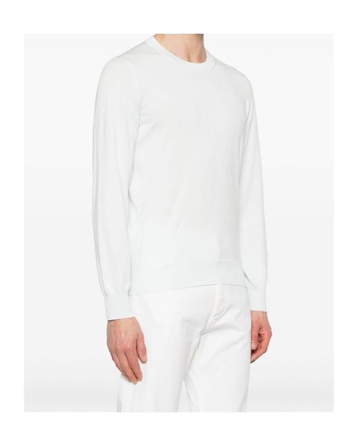Brunello Cucinelli White Cotton Sky Sweater for men
