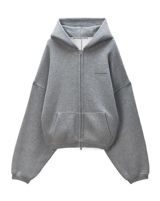 Alexander Wang Gray Hotfix Terry Zip Hoodie for men