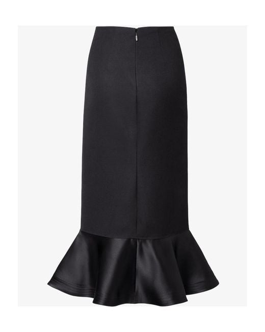 Fendi Black High Waist Peplum-Hem Midi Skirt