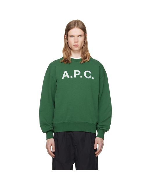 A.P.C. Green Long-Sleeve Sweatshirt for men