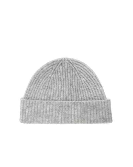 Eleventy Gray Ribbed Beanie Hat for men