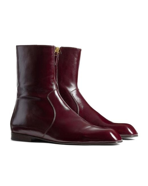 Khaite Brown Colt Leather Ankle Boots