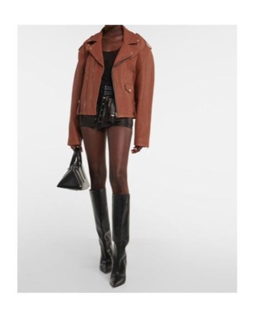 David Koma Brown Oversized Leather Jacket