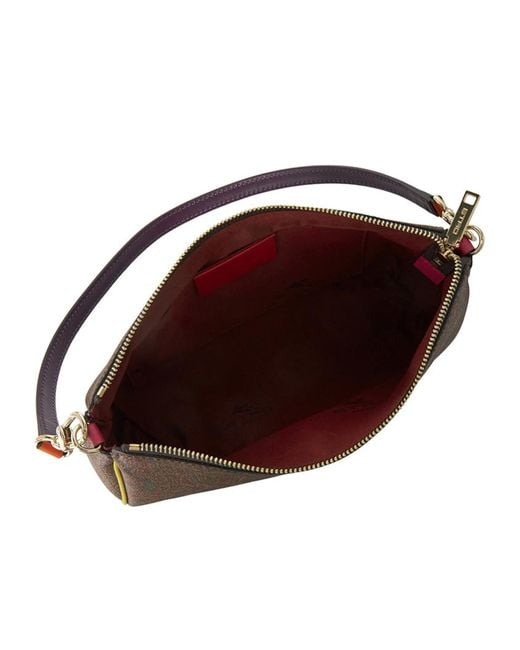 Etro Brown Mini Paisley Contrast-Trim Clutch Bag
