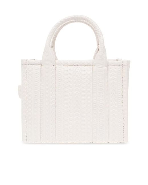 Marc Jacobs White Monogram Debossed Small Tote Bag