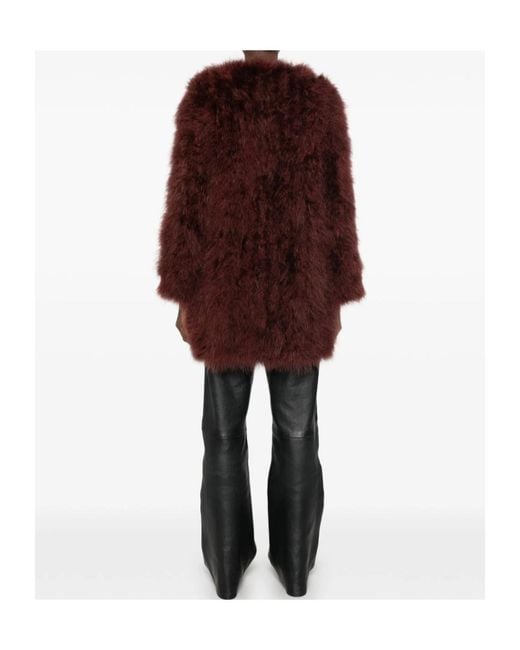 Yves Salomon Purple Feather-Embellished Jacket