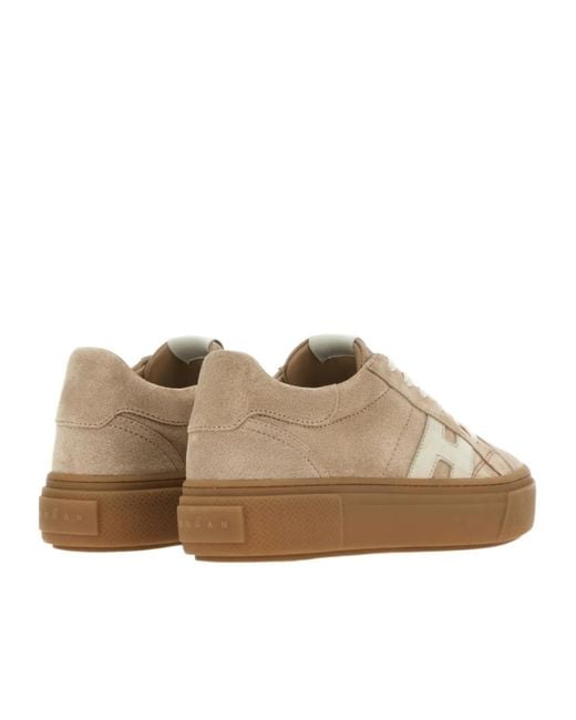Hogan Brown Logo Detail Low-Top Sneakers