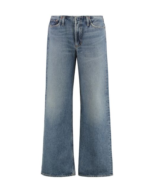 Agolde Blue Denim Trousers With Belt Loops