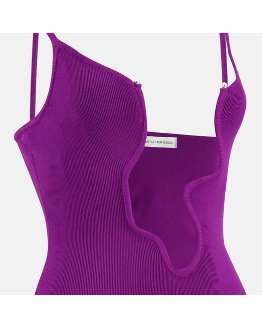 Christopher Esber Purple Salacia Wired Cut-Out Maxi Dress