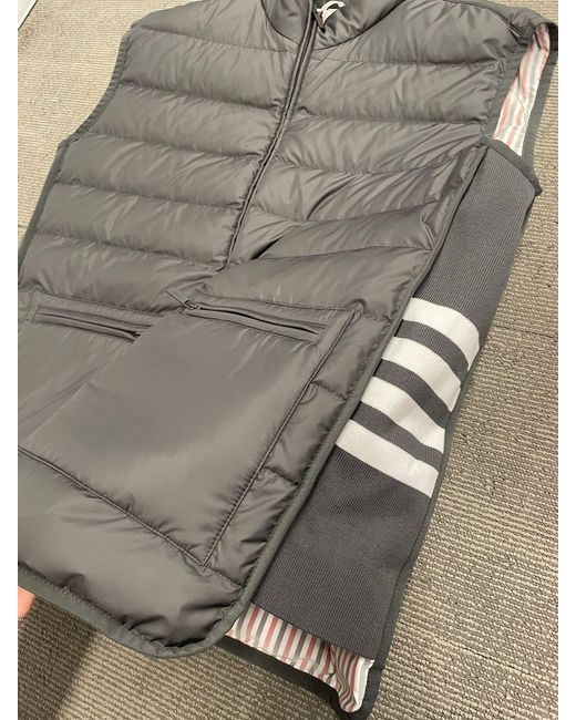 Thom Browne Gray Zipped Down Gilet for men