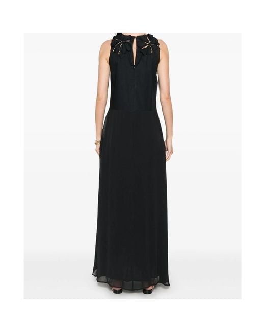 Forte_forte Black Flower Embroidery Detail Long Dress