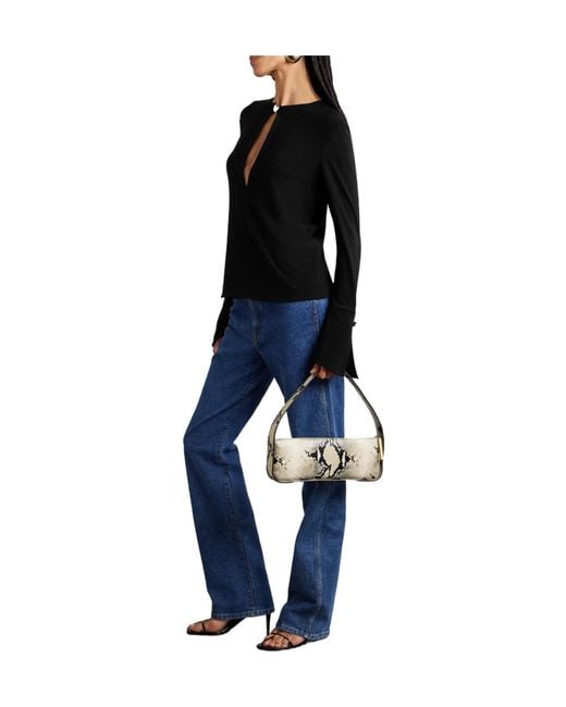 Brandon Maxwell Black Cutout Stretch-Jersey Top