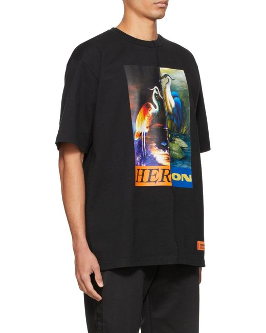 Heron Preston Black Ss Tee Os Split Herons for men