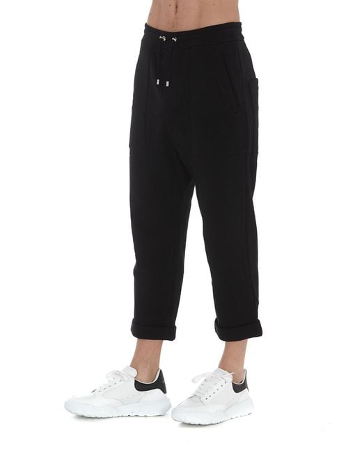 Balmain Black Drawstring Jersey Pants for men