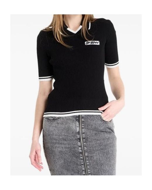 Off-White c/o Virgil Abloh Black Ribbed Short-Sleeve Top