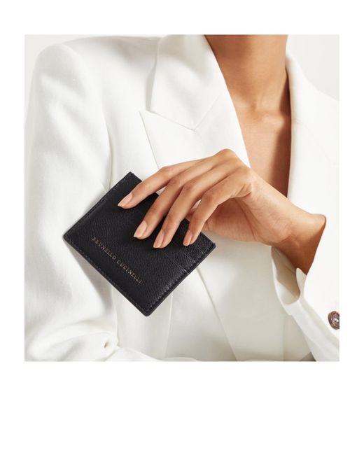 Brunello Cucinelli Black Grain Leather Card Holder