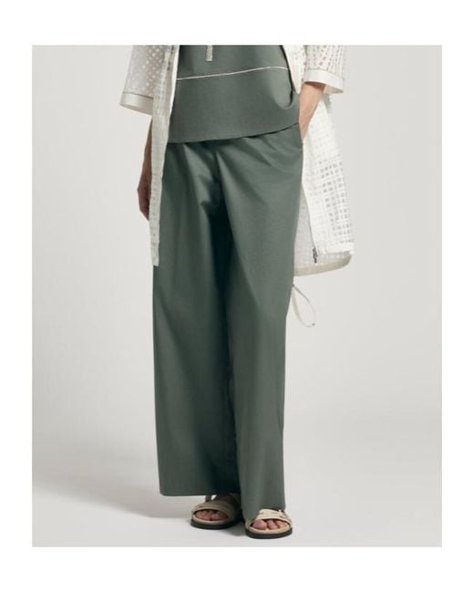 Peserico Green Sail-Hand Palazzo Trousers