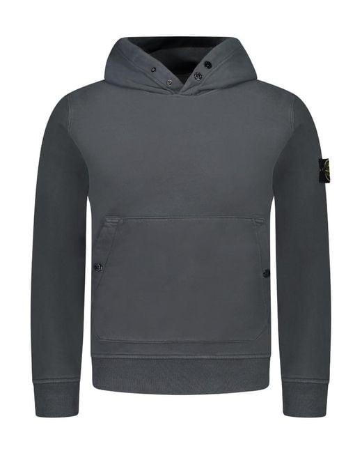 Stone Island Gray Compass-Patch Cotton Hoodie for men