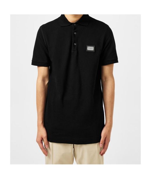 Dolce & Gabbana Black Dg Plate Polo Sn00 for men