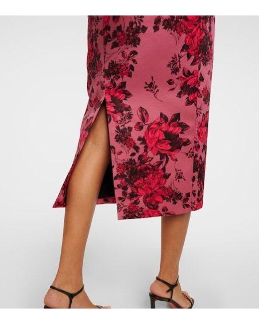 Emilia Wickstead Red Adalina Floral Strapless Midi Dress