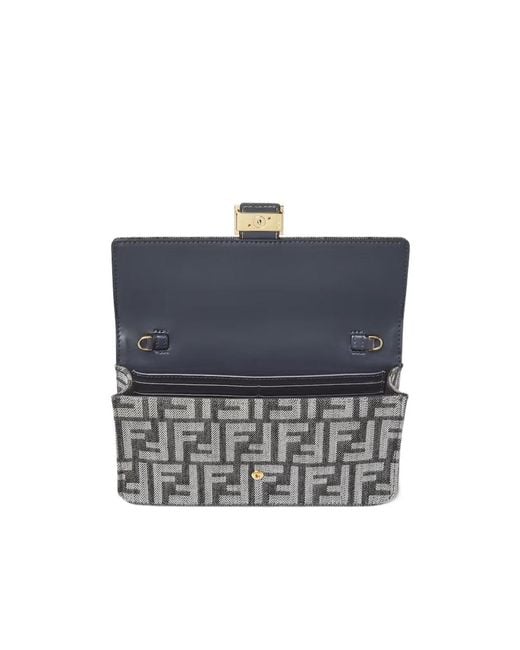Fendi White Baguette Ff Jacquard Chain-Linked Wallet