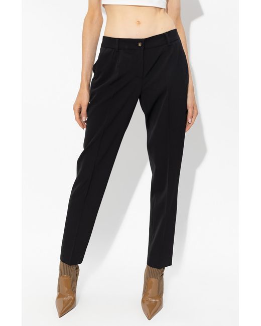 Dolce & Gabbana Black Kate Pleated Low-Rise Trousers