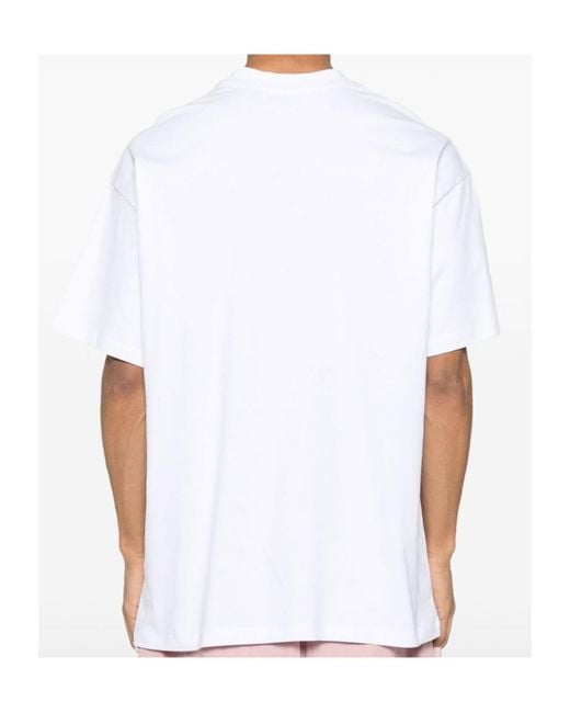 MSGM White Logo-Printed Crewneck T-Shirt for men