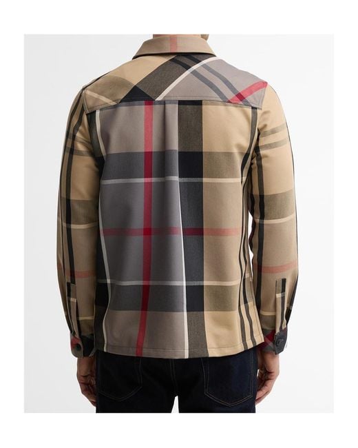 Barbour Gray Plaid Zipper Casual Jacket for men
