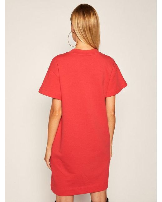 Moschino Red Logo Love Printed T-Shirt Dress