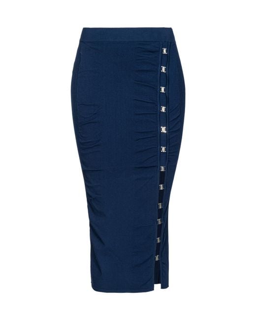 Pinko Blue Hook Detailed Midi Skirt