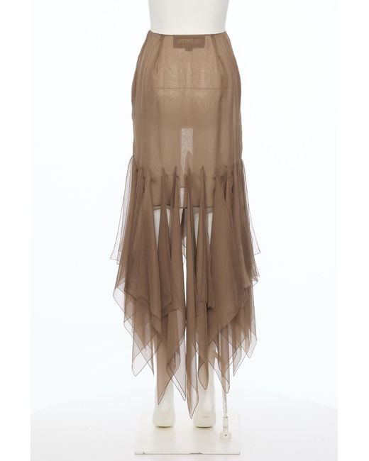 Valentino Natural Asymmetrical Chiffon Skirt