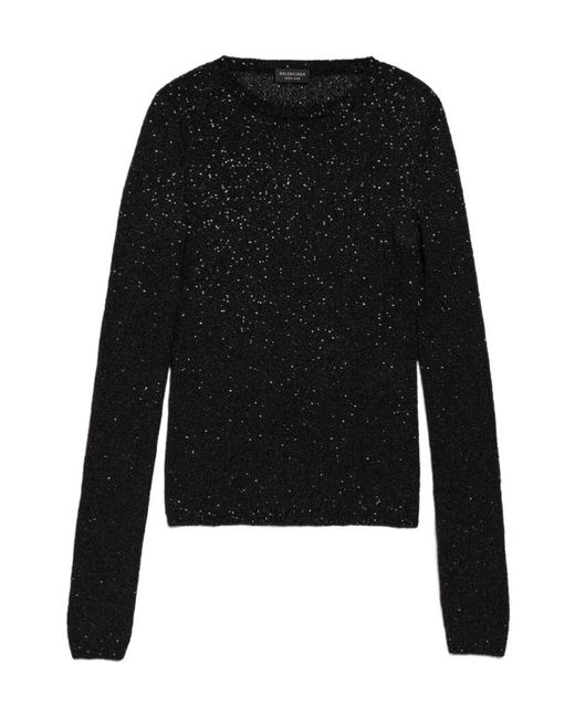 Balenciaga Black Sequinned Long-Sleeve Top