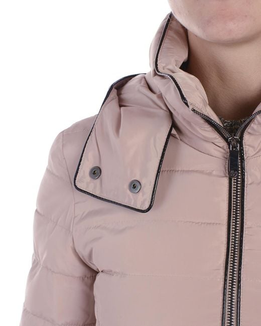 Armani Jeans Pink Logo Hooded Down Jacket
