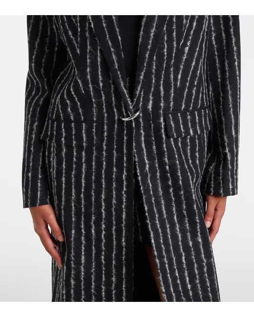 Mugler Black Fine Striped Long-Sleeve Coat