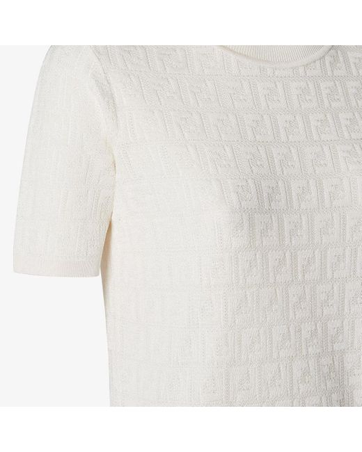 Fendi White Ff Jacquard Crewneck T-Shirt