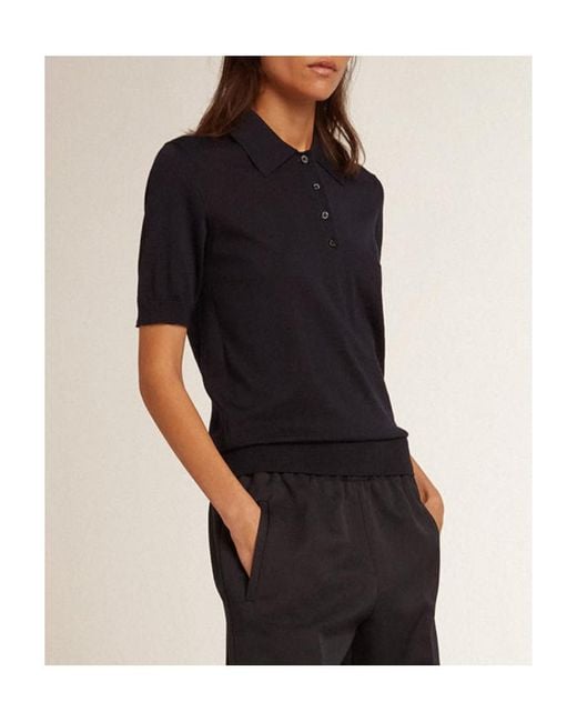 Golden Goose Deluxe Brand Black Polo Knit Short Sleeves