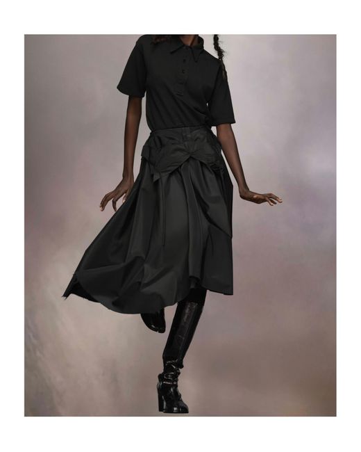 Maison Margiela Black High Waist Pleated A-Line Skirt