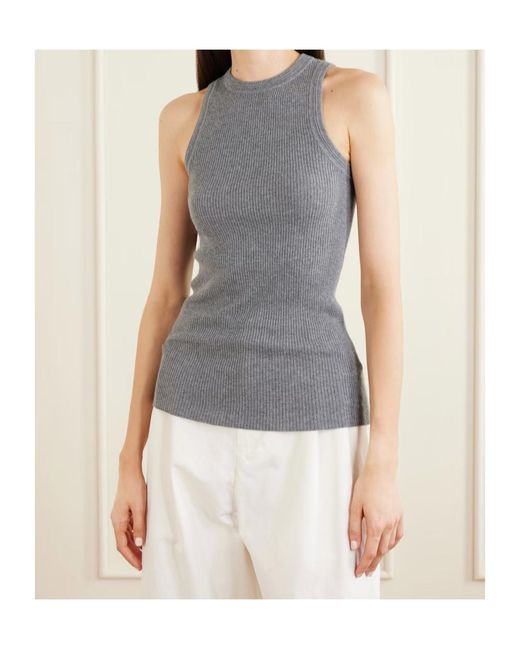 Lisa Yang Gray Amaya Cotton And Cashmere-Blend Tank Top