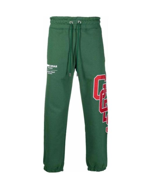 Gcds Green Logo-Embroidered Cotton Track Pants for men