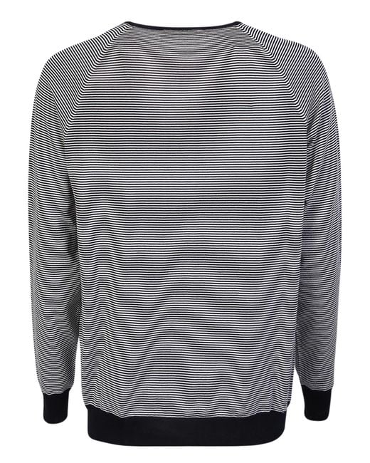 Lardini Gray Horizontal-Striped Long Sleeved Jumper for men